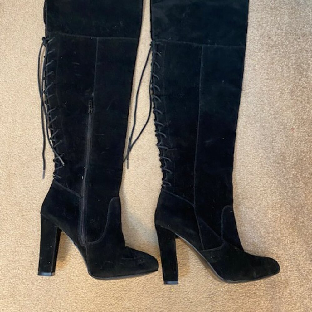 Shoe dazzle tall lace up Black zip up boot